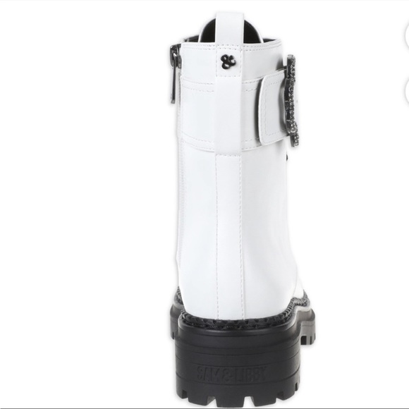 BRAND NEW IN BOX. Sam & Libby Samantha White Embellished Combat Boots Size 10 - Picture 2 of 8